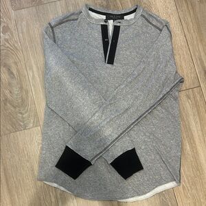 rag & bone Gray Crewneck Sweater with Black Accents, soft and mushy